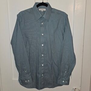 Banana Republic Slim Fit Mens Medium Teal White Honeycomb Button Down Shirt